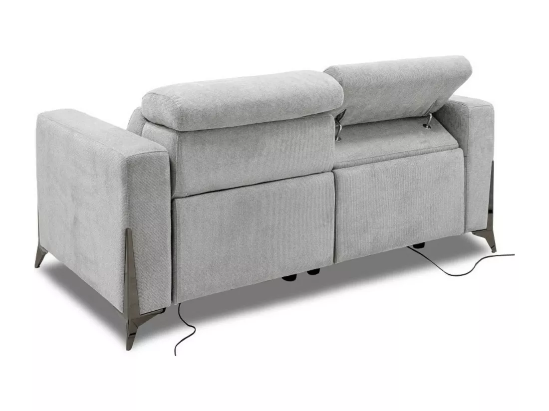 Canapé de relaxation électrique en tissu Bakay-Couleur Gris foncé-Système Electrique-2 places