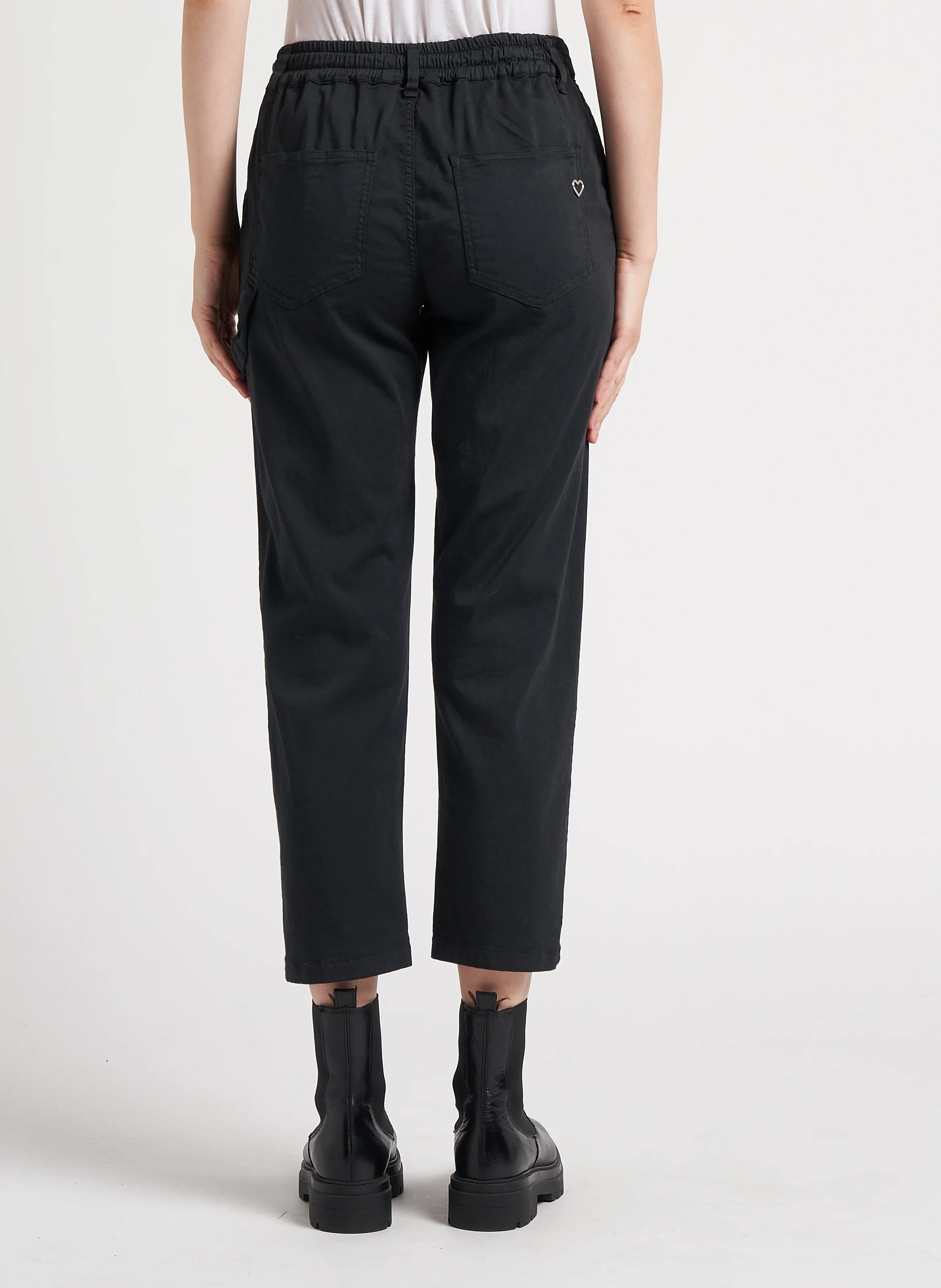 Pantalon carotte en coton mélangé | Noir