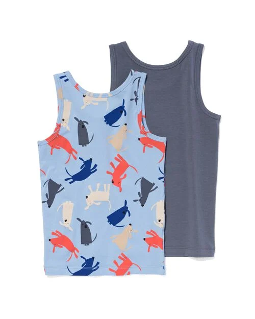 2 débardeurs enfant coton stretch chiens bleu clair