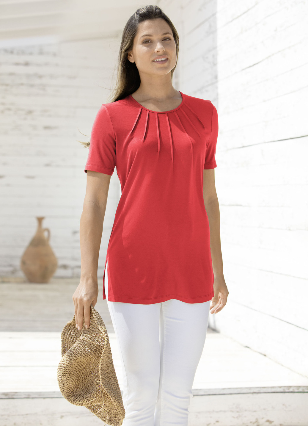 Unifarbene Shirt-Tunika