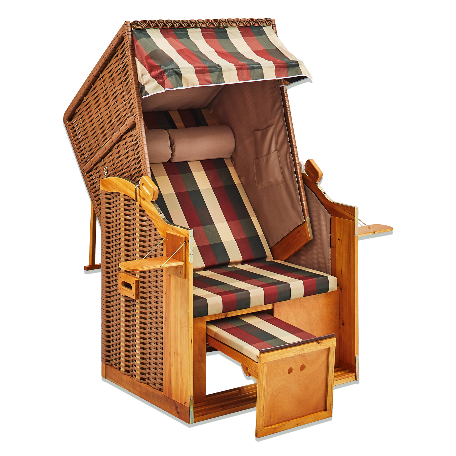Balkon-Strandkorb HELGOLAND - braun-grün - 90 cm breit