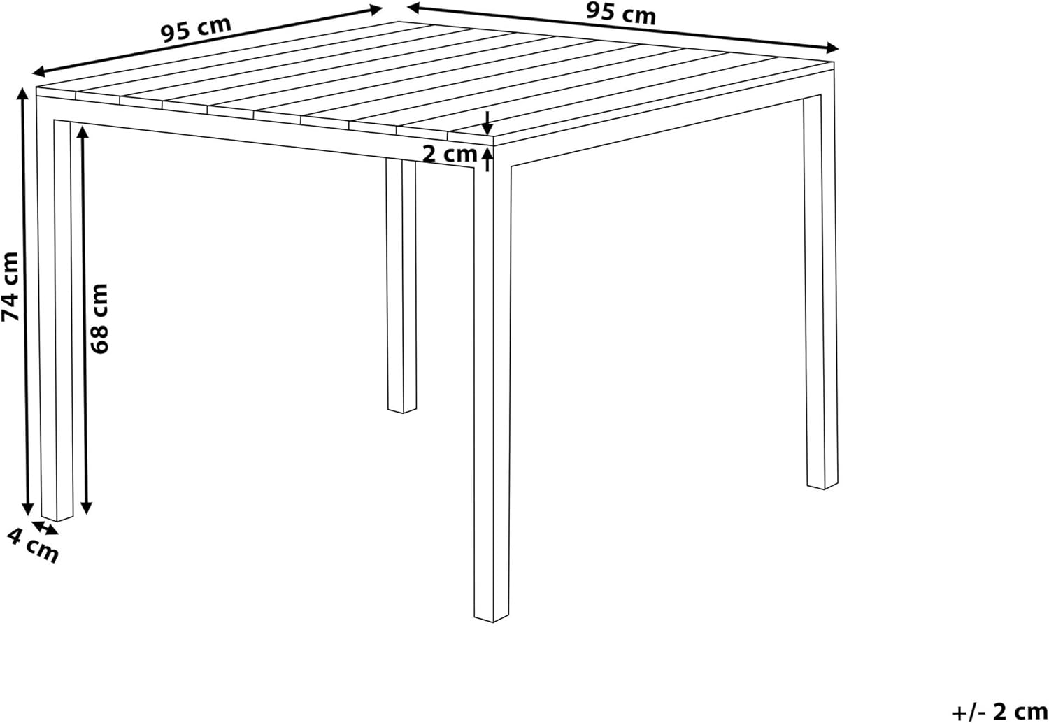 Beliani Gartentisch für 4 Personen 95 x 95 cm Aluminium schwarz Kunstholz grau Prato