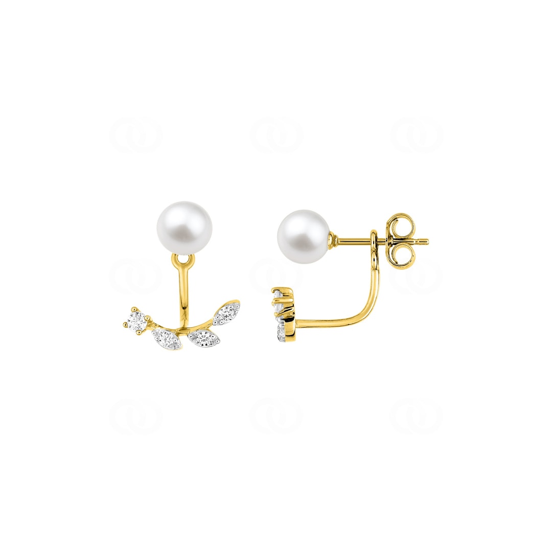 Ohrstecker 375/9 K Gelbgold mit Süsswasserzuchtperle & Zirkonia