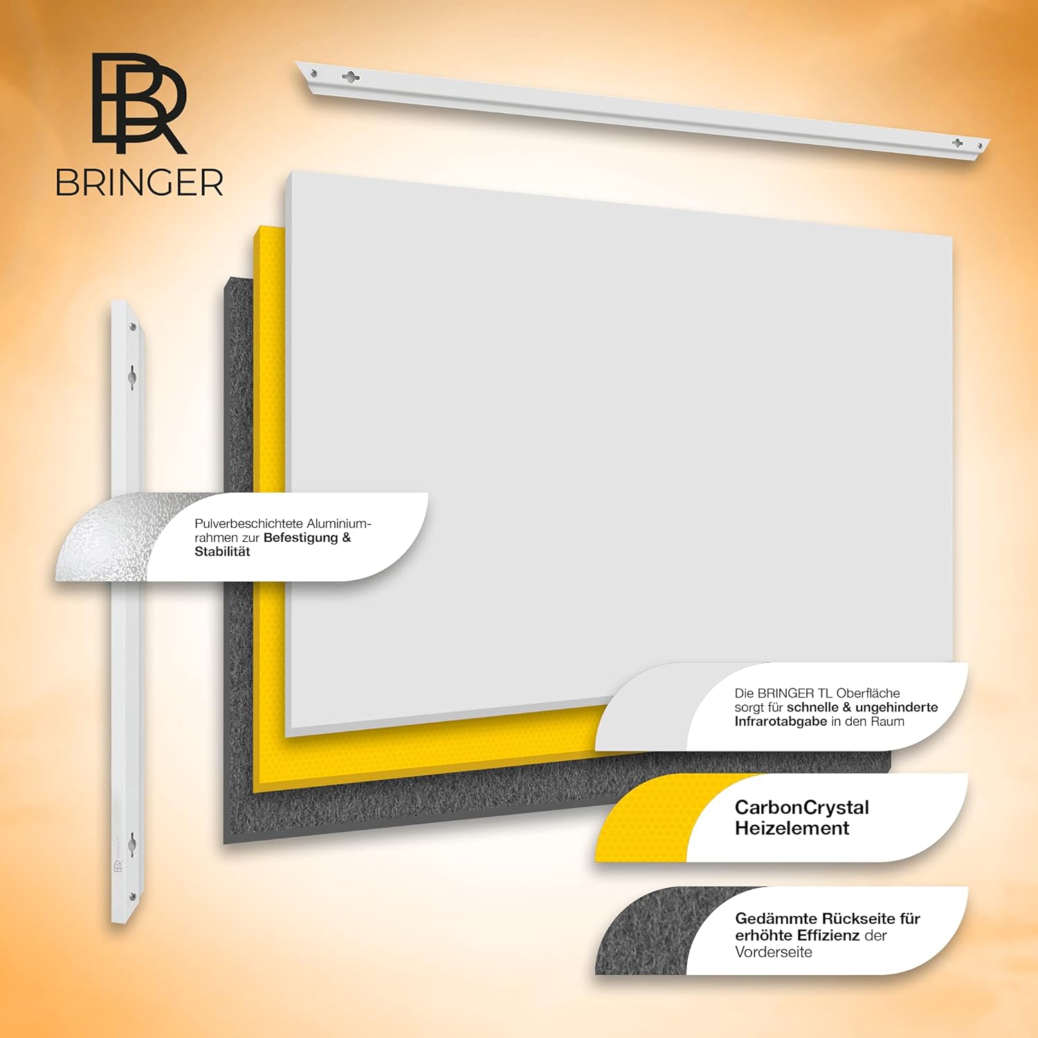 BR Bringer Bild Infrarotheizung mit Rahmen 800 Watt - Bildheizung mit UV Druck - 60x100x1,8cm - Mallorca, Spanien