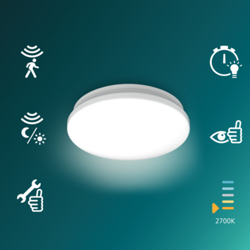 Philips plafonnière Acuna wit 12W 2700K met bewegingssensor