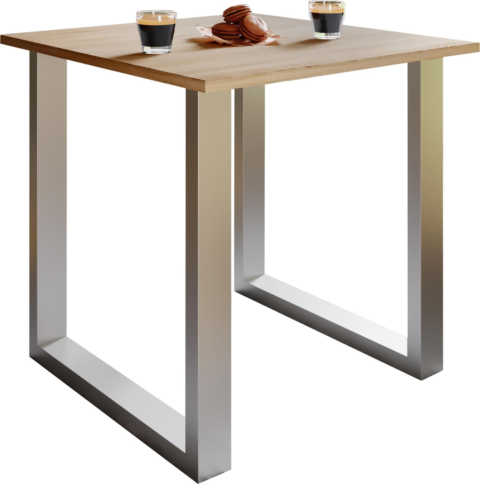 Esstisch XONA - Sonoma Eiche - silber - U-Fußgestell - 80x50 cm