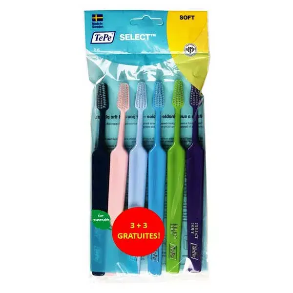 Pacote com 6 escovas de dentes macias selecionadas