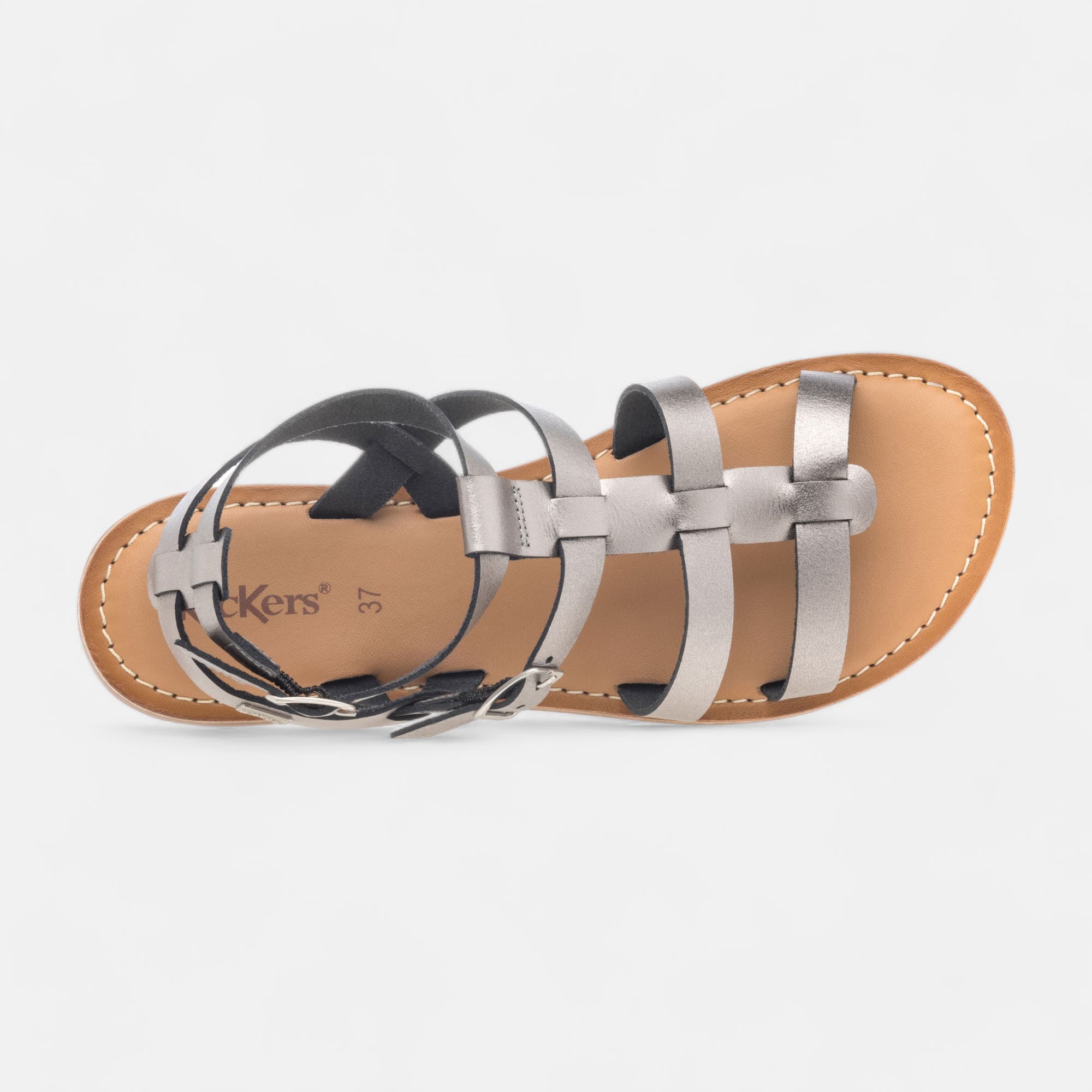 Nu-pieds Femme en cuir argent