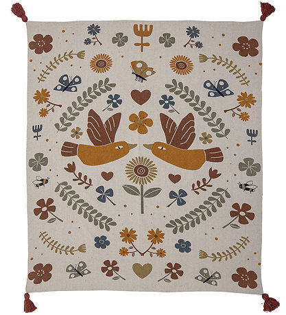 Bloomingville Mini Decke - 160x130 cm - Bryn - Braun m. Print