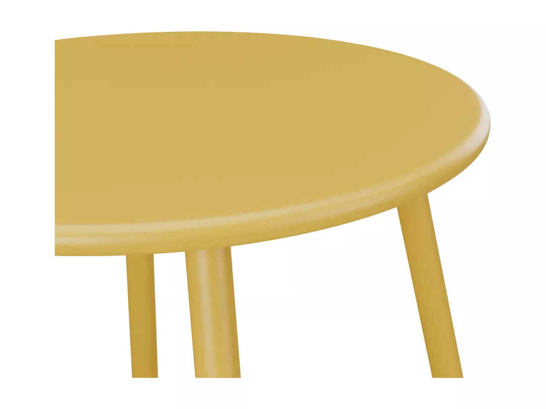 Salon de jardin en métal - 2 fauteuils bas empilables et une table d'appoint ronde - Jaune moutarde - MIRMANDE de MYLIA
