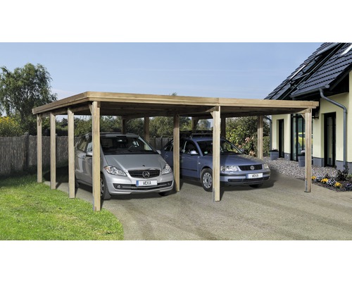 dubbele carport weka Optima 603x612 cm drukgeïmpregneerd