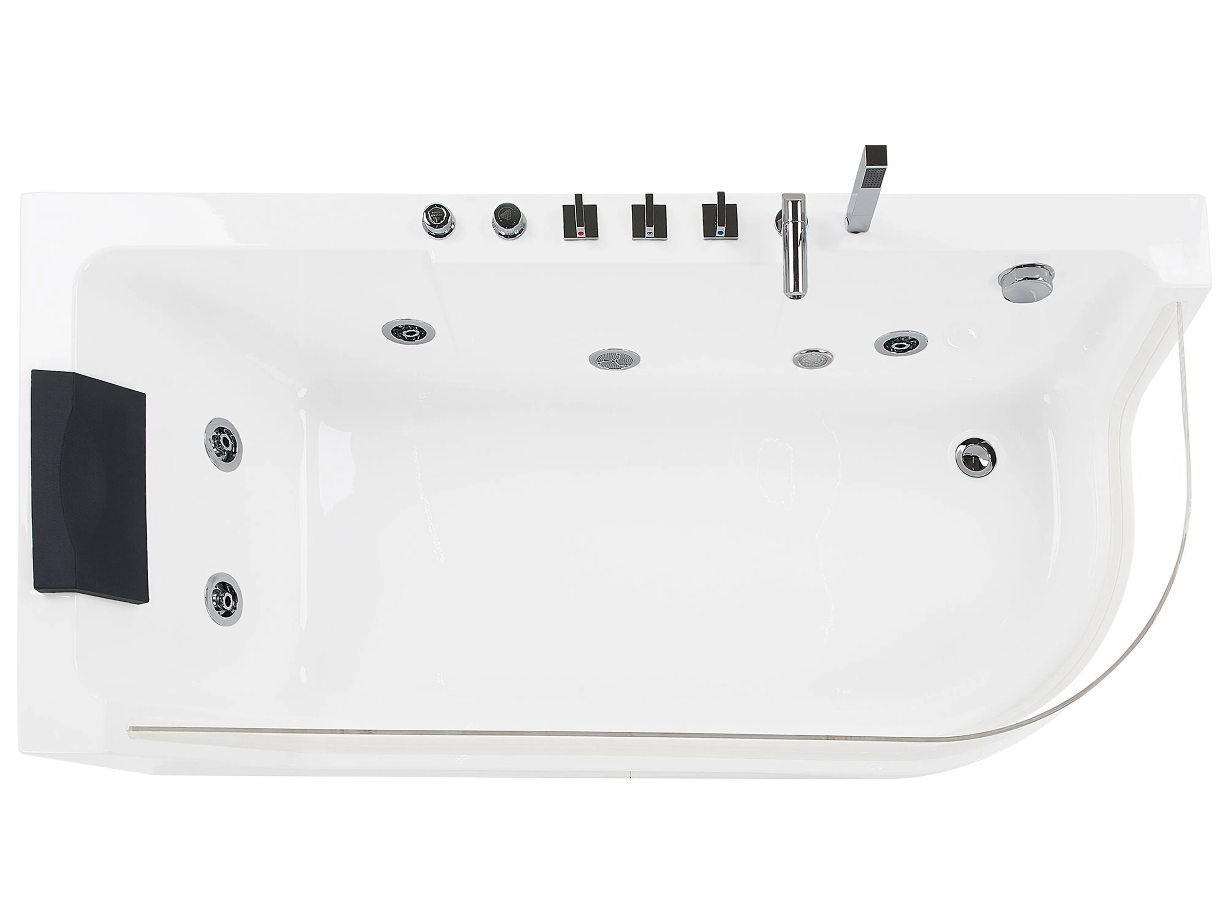 Hoek bubbelbad met LED ACUARIO rechtszijdig 170 x 80 cm Wit
