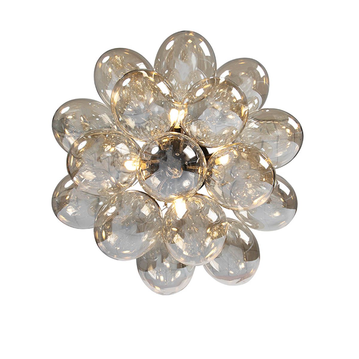 Smart plafondlamp zwart met amber glas incl. 4 Wifi G9 - Uvas