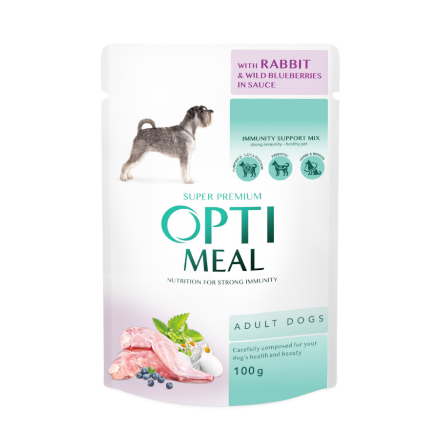 OPTIMEAL™. Alimento úmido para cães adultos - coelho e cranberry silvestre em molho, 0,1 kg