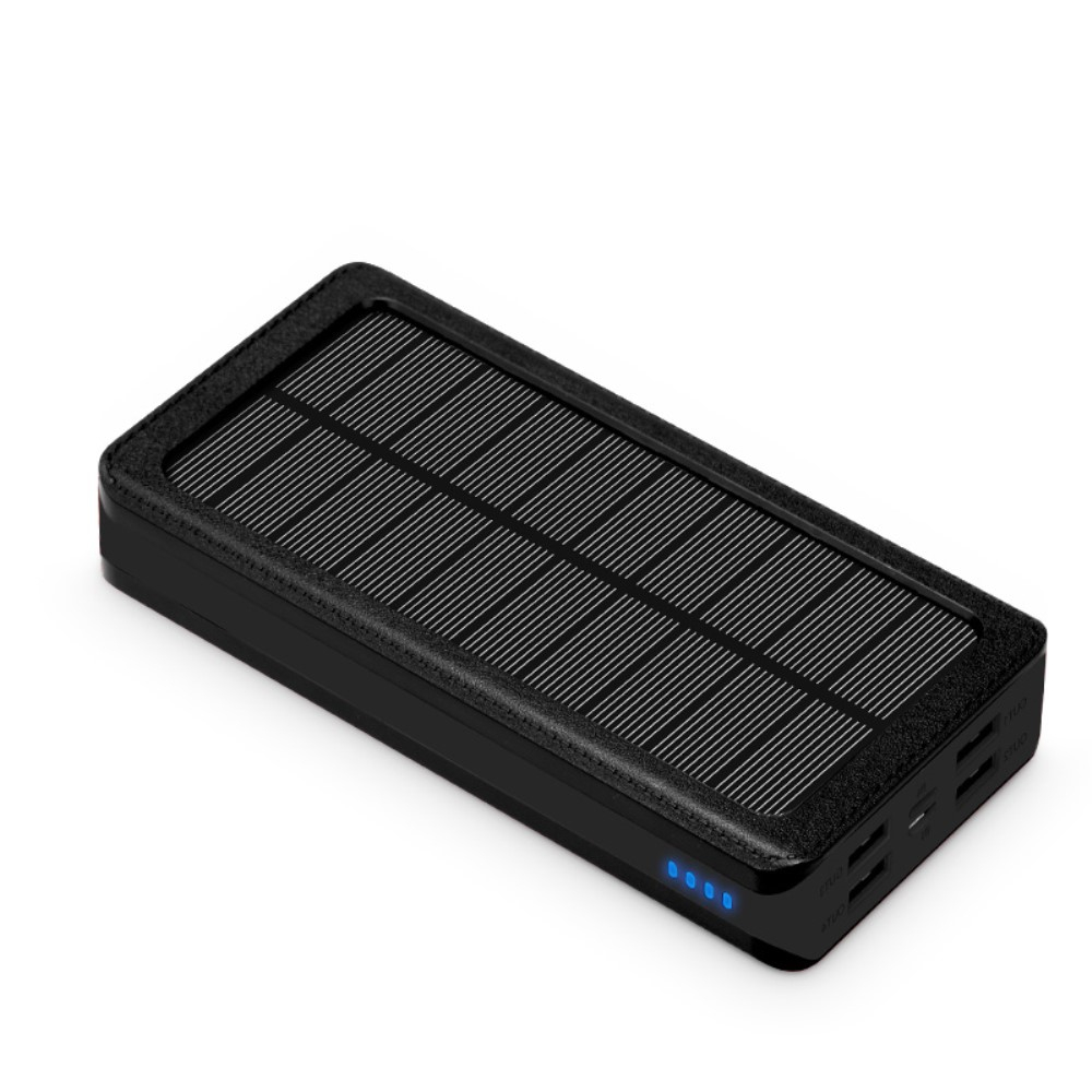 10000mAh 4x USB A Powerbank Outdoor Solar Taschen Lampe mit 32 LED's - Schwarz