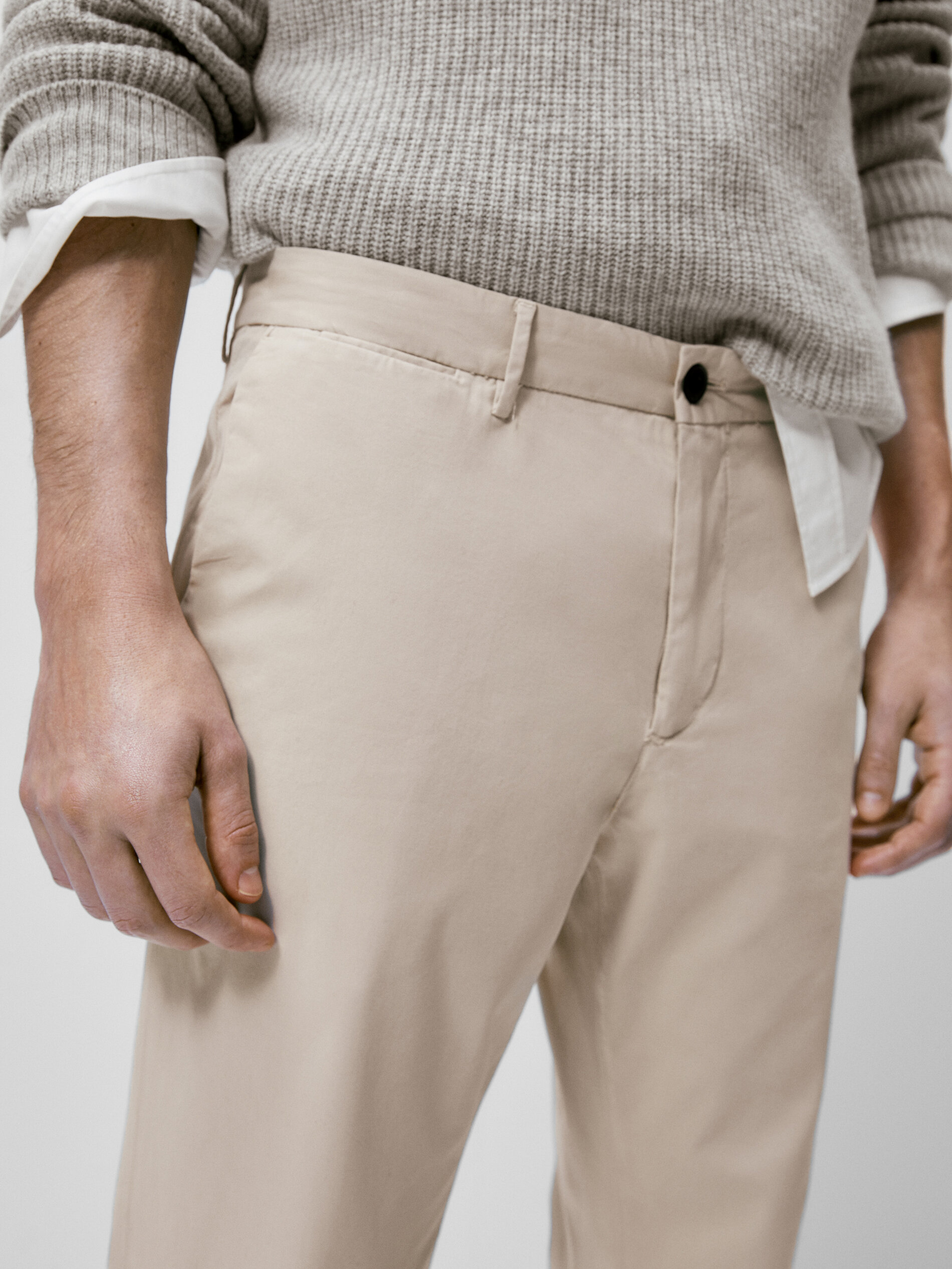 Calça chino slim fit - Bege claro