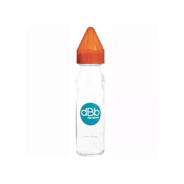 Mamadeira de vidro com regulador de ar dBb Remond, laranja, 240ml