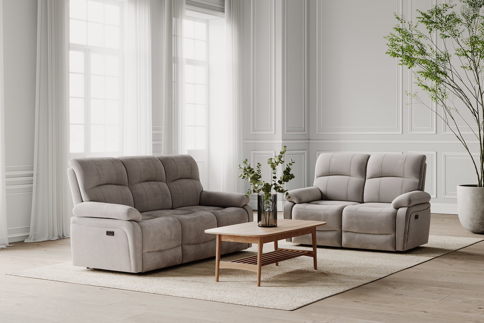 Denver 2-seter recliner elektrisk Tekstil Slowly Beige