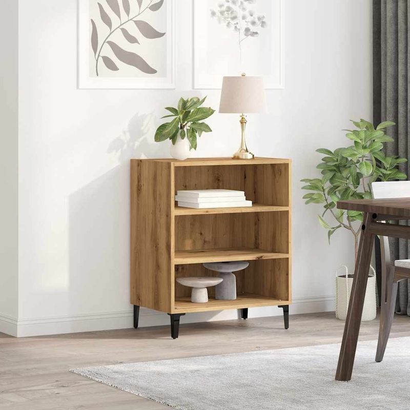 vidaXL - Dressoir - Eikenkleurig - Bewerkt Hout - 57x35x75 cm