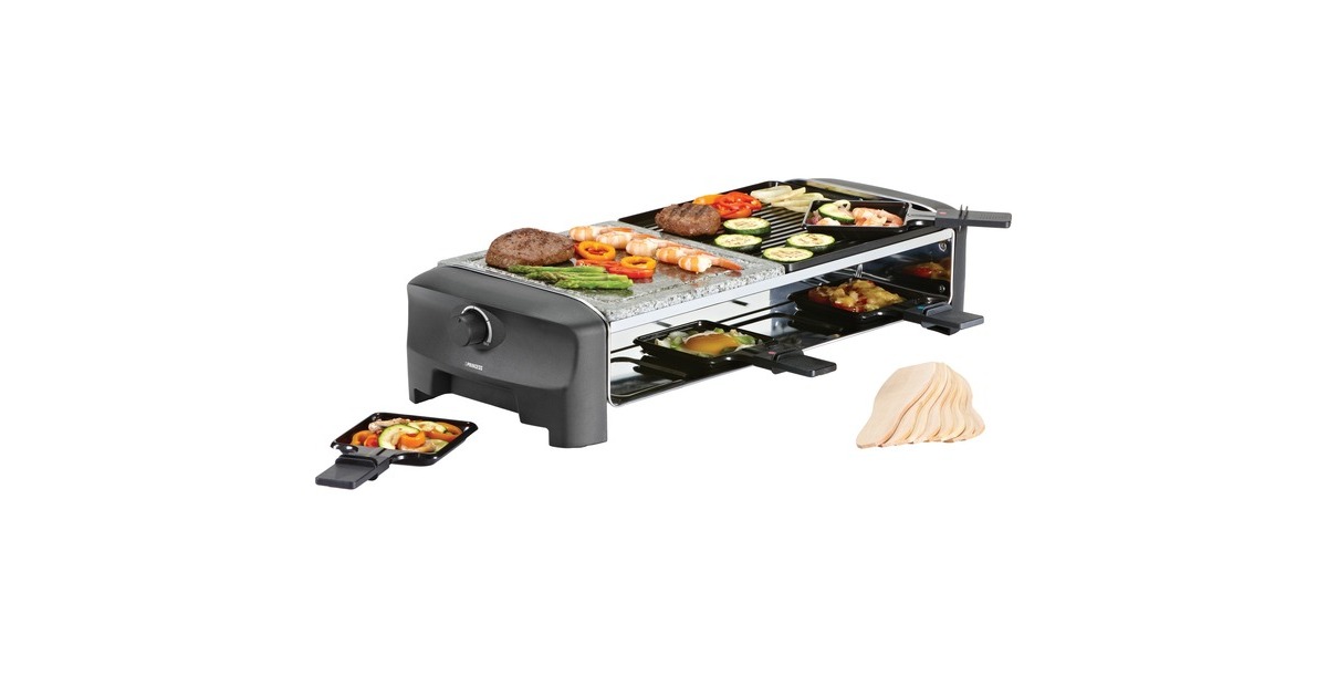 PrincessRaclette 8 Stone & Grill Party gourmetstel  (Grijs/zwart)