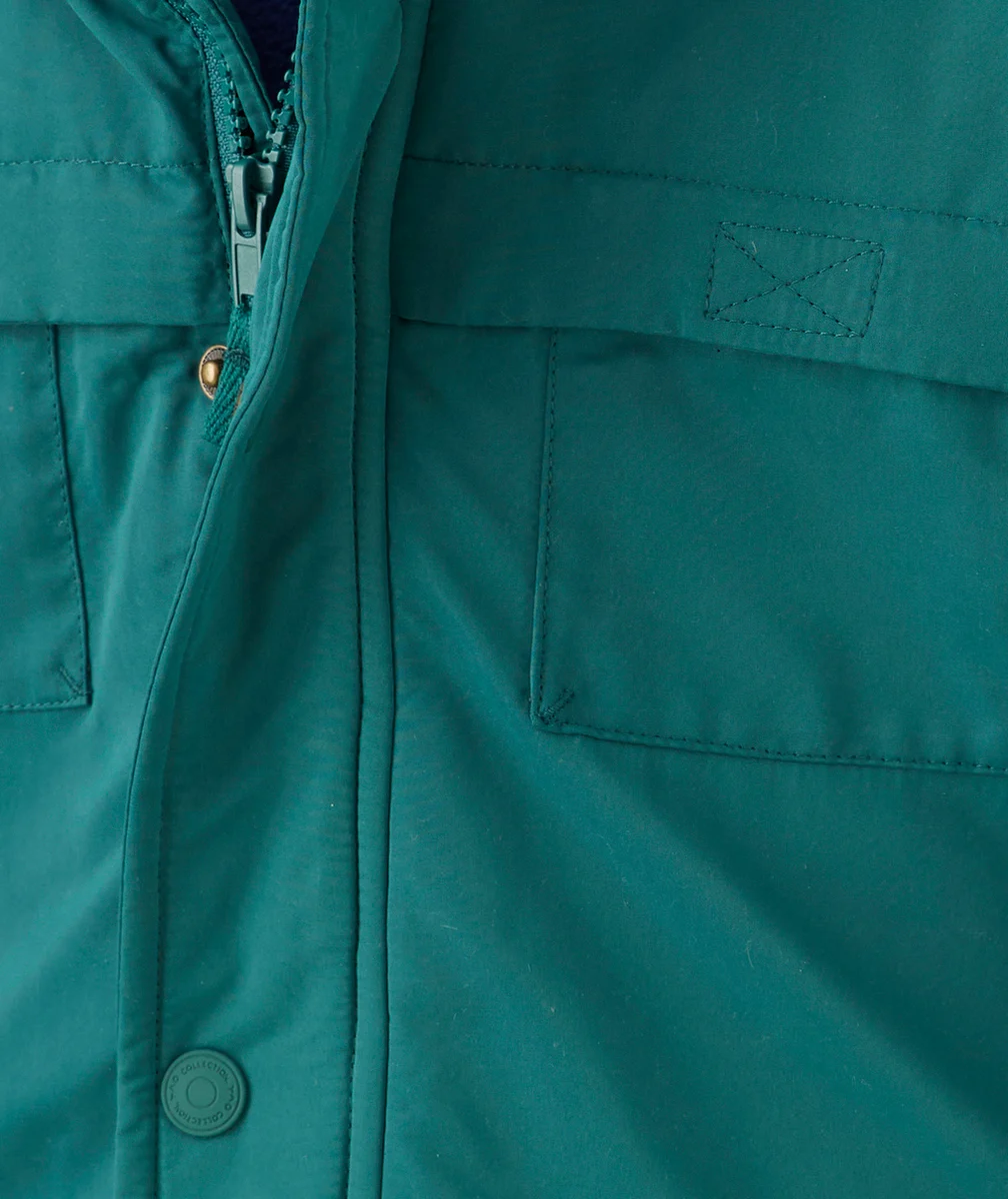 PARKA BÉBÉ GARÇON EN REMBOURRAGE RECYCLÉ VERT INTÉRIEUR BLEU