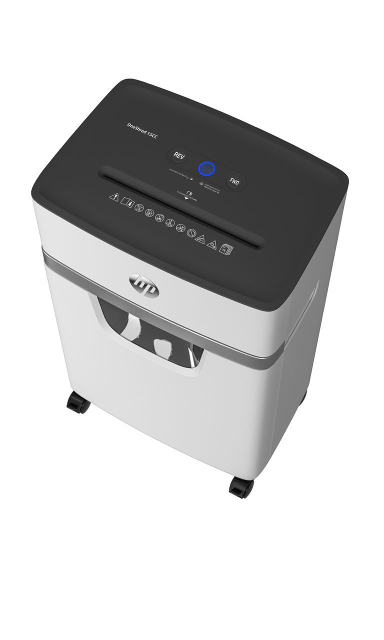 HP Aktenvernichter OneShred 15CC 15 Blatt Papier Kreditkarten Heftklammern