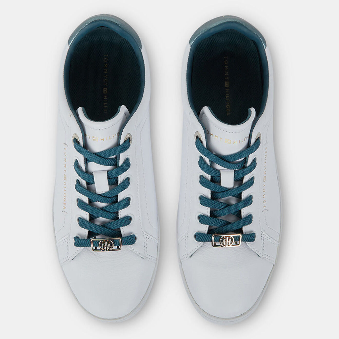 Tommy Hilfiger Baskets en Cuir Court blanc/bleu