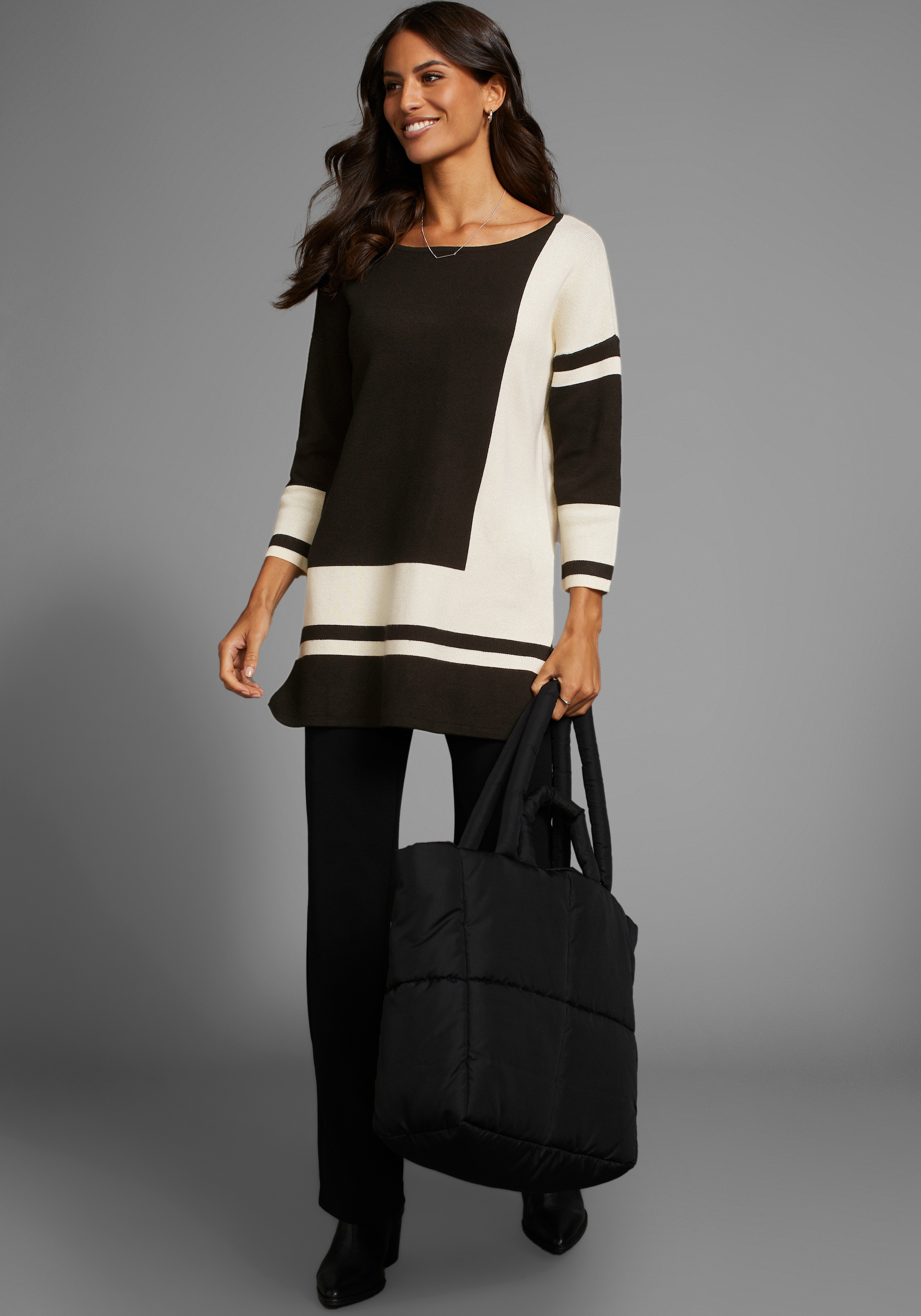 Laura Scott Longpullover , mit geometrischem Jacquardmuster