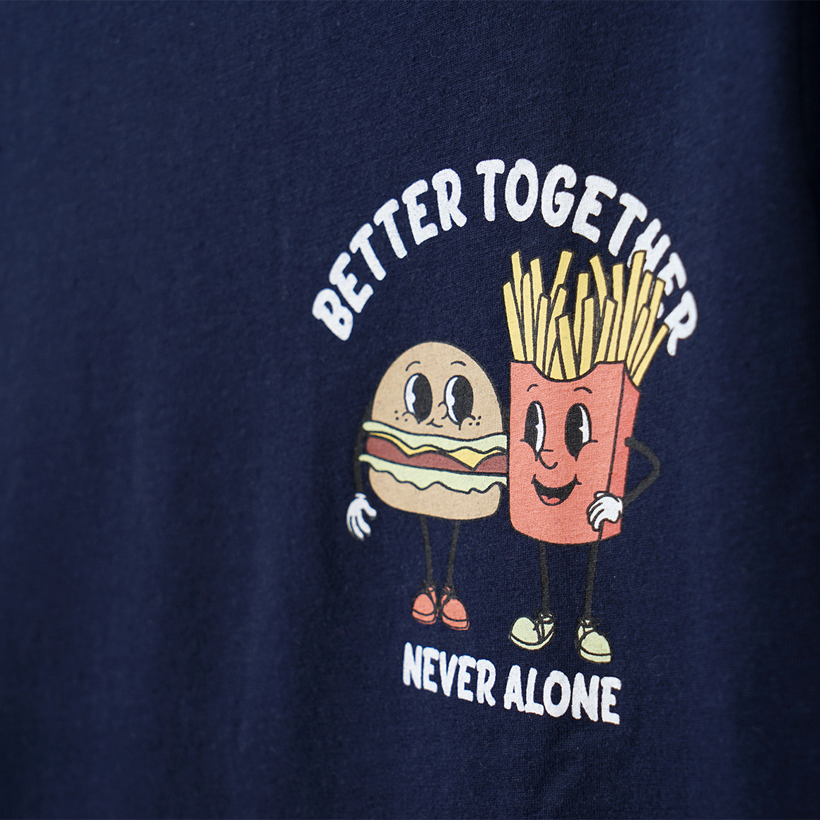 Famy 3 Jungen T-Shirts mit Fast Food Prints blau / dunkelblau / hellblau