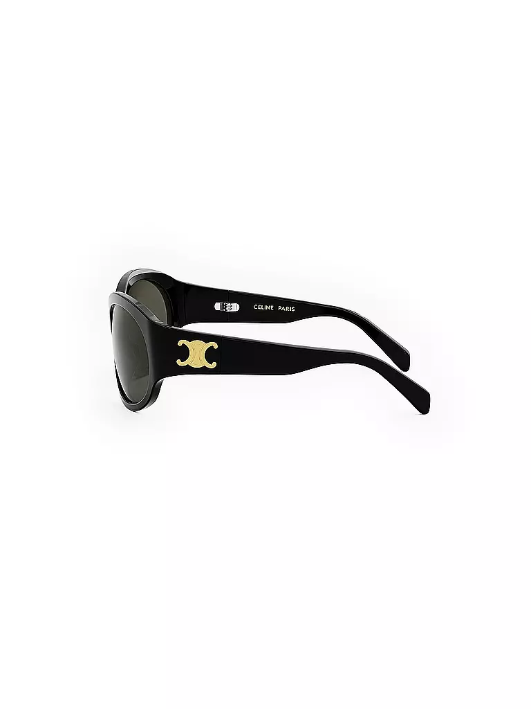 CELINE Triomphe schwarze ovale Sonnenbrille schwarz
