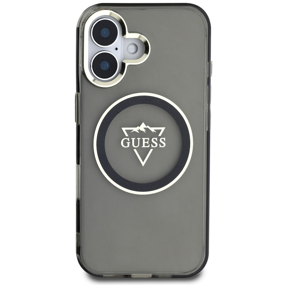 iPhone 16 MagSafe Hardcase Hülle IML Metal Mountain (GUHMP16SHFGTMSLSK) - Schwarz / Transparent