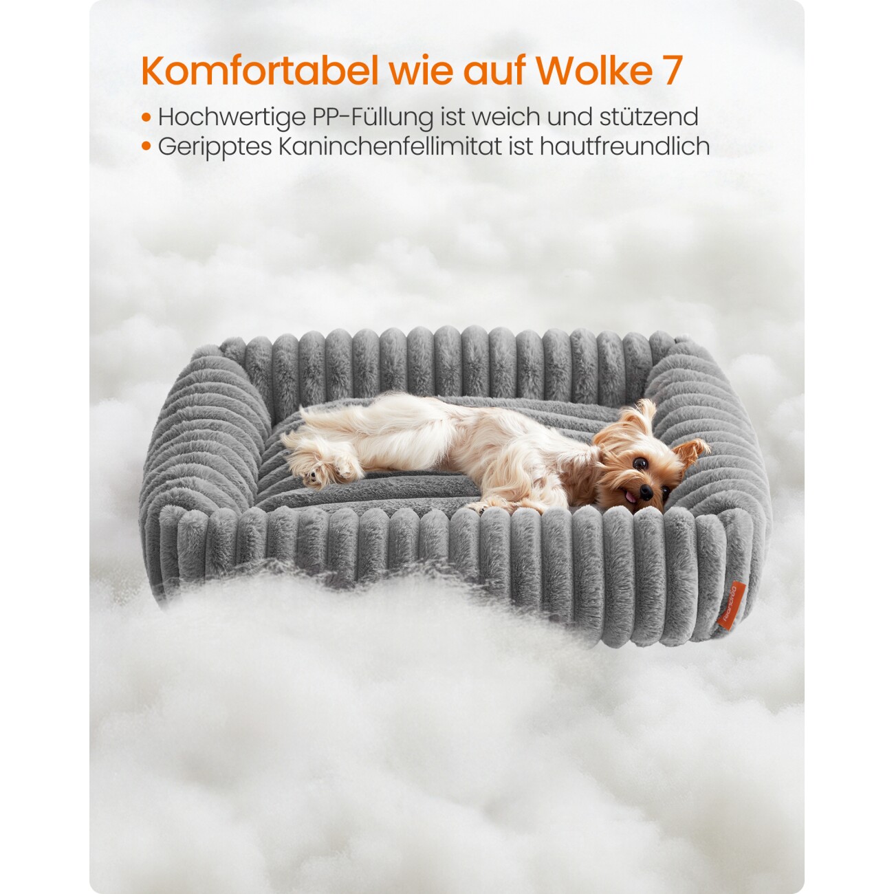 FEANDREA Hundebett orthopädisches Hundekörbchen,Hundekissen waschbar, flauschig M