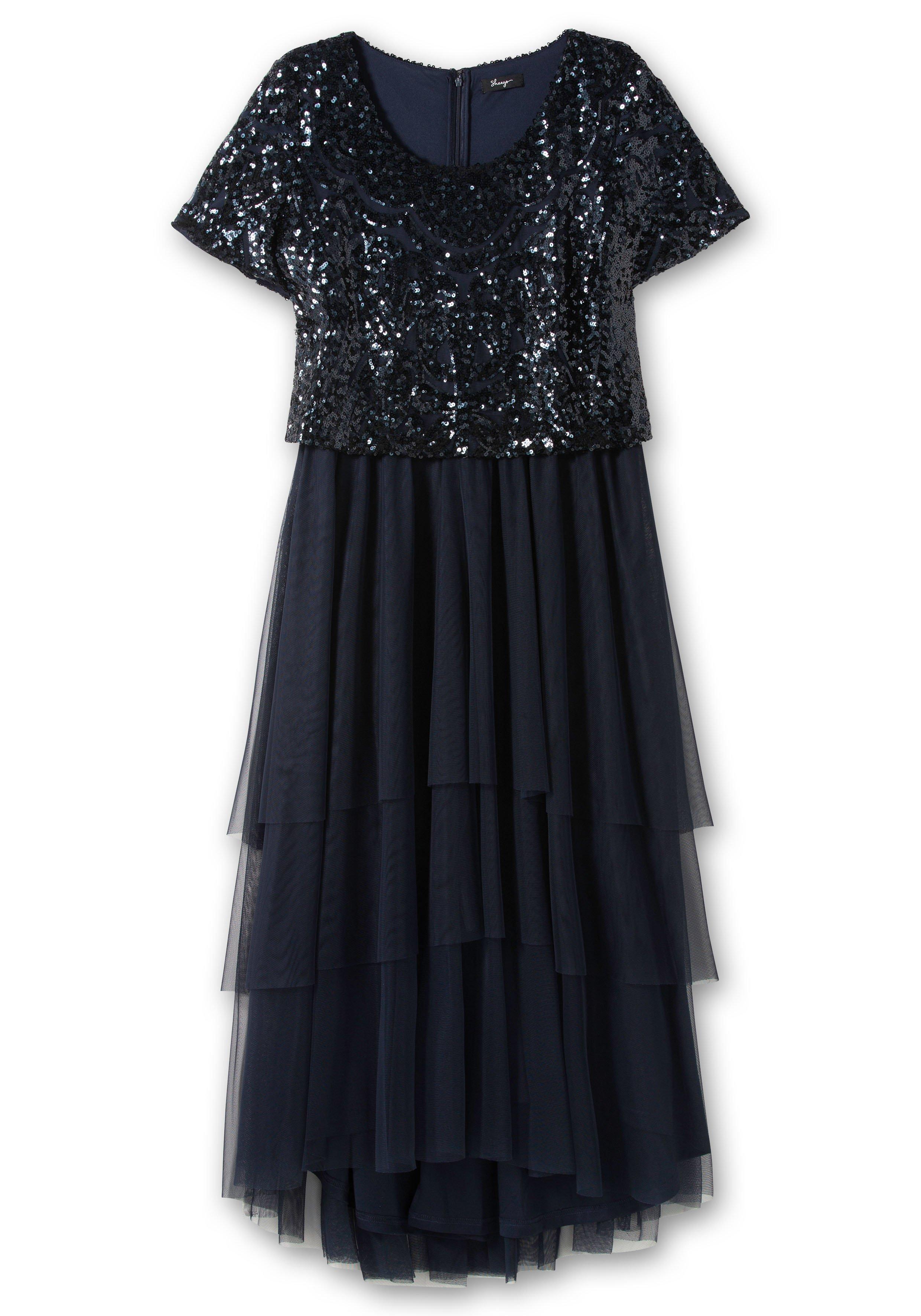 Abendkleid mit lose fallendem Paillettenoberteil