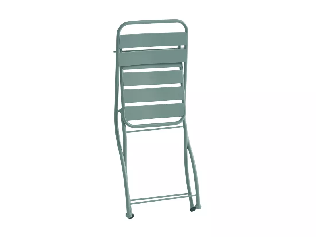 Salle à manger de jardin pliante en métal - une table L.60 cm et 2 chaises pliantes - Vert amande - MIRMANDE de MYLIA