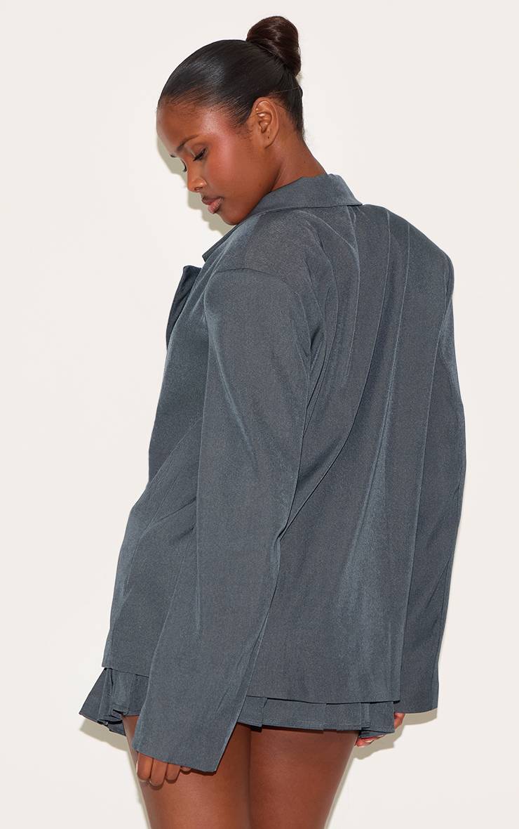 Charbon Blazer Oversize Tissé Sur Mesure