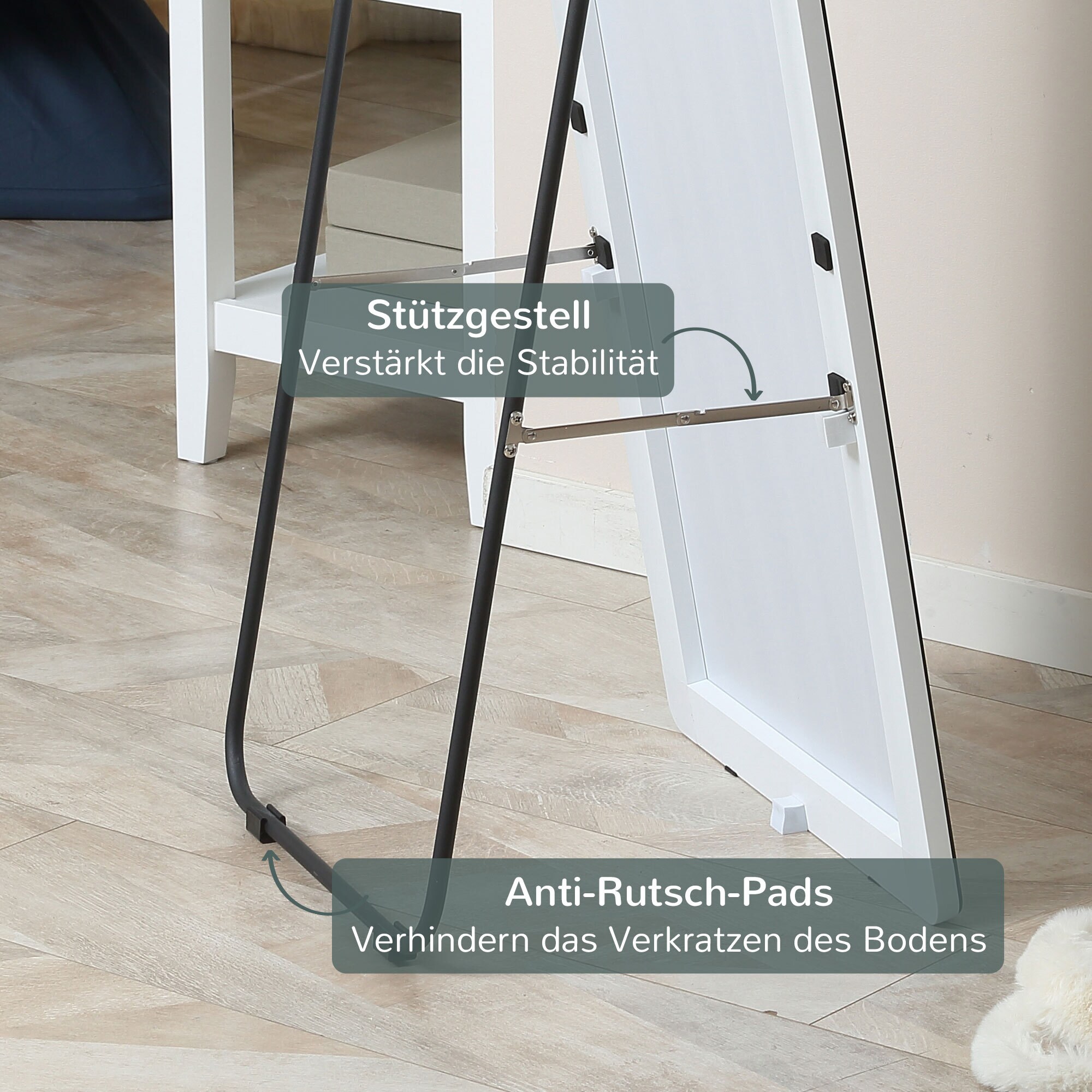 HOMCOM Ganzkörperspiegel freistehend silber 45L x 37B x 158,5H cm