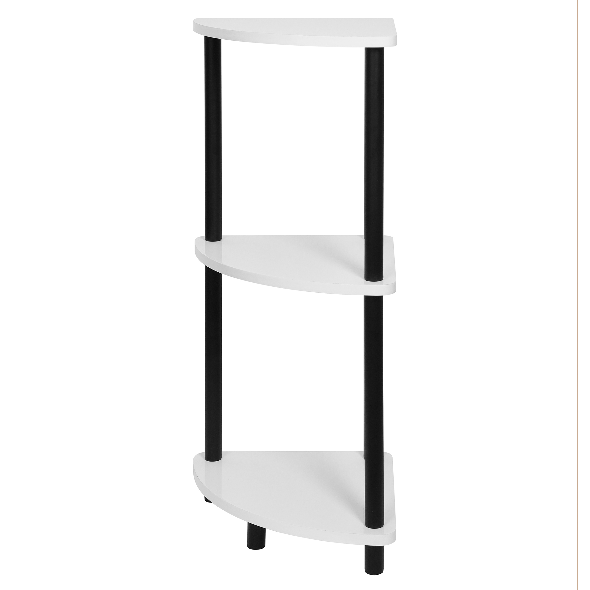 Eckregal - weiß Hochglanz - schwarz - 76 cm