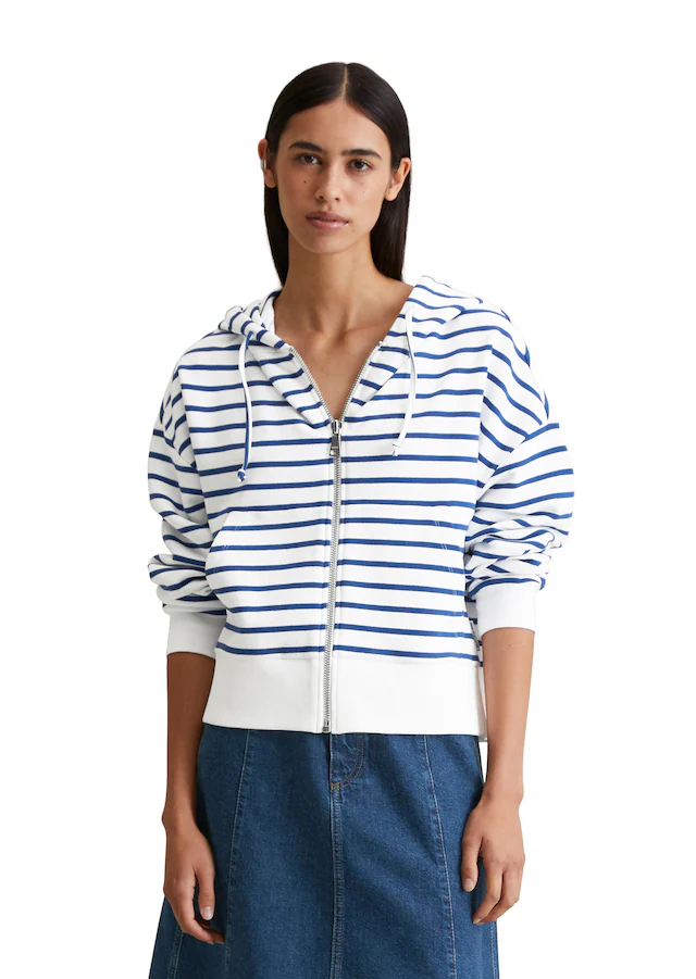 Marc O'Polo DENIM Kapuzensweatjacke , geringelt, relaxed fit, breite Bündchen