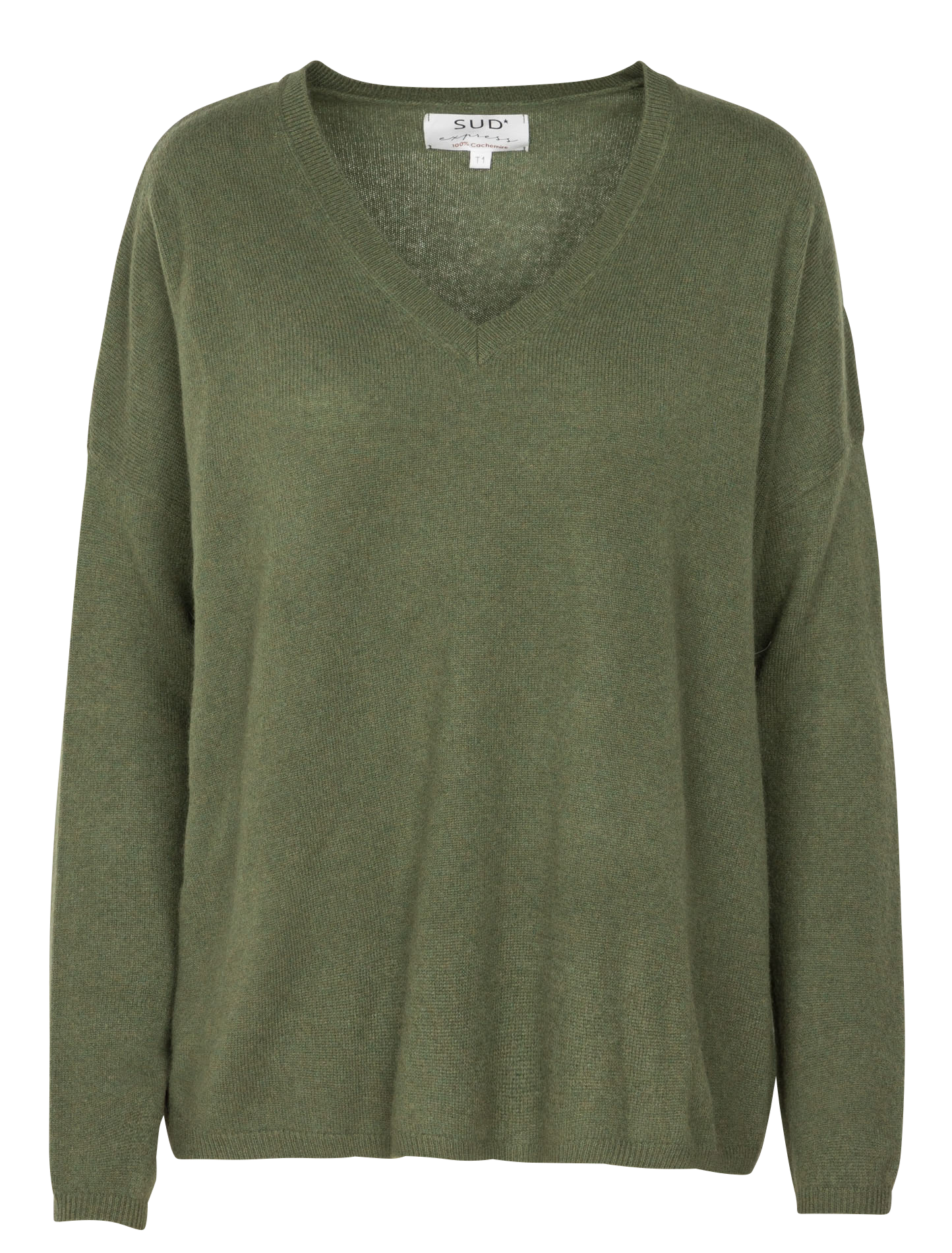 MONJOE - Pull col v en cachemire| Vert