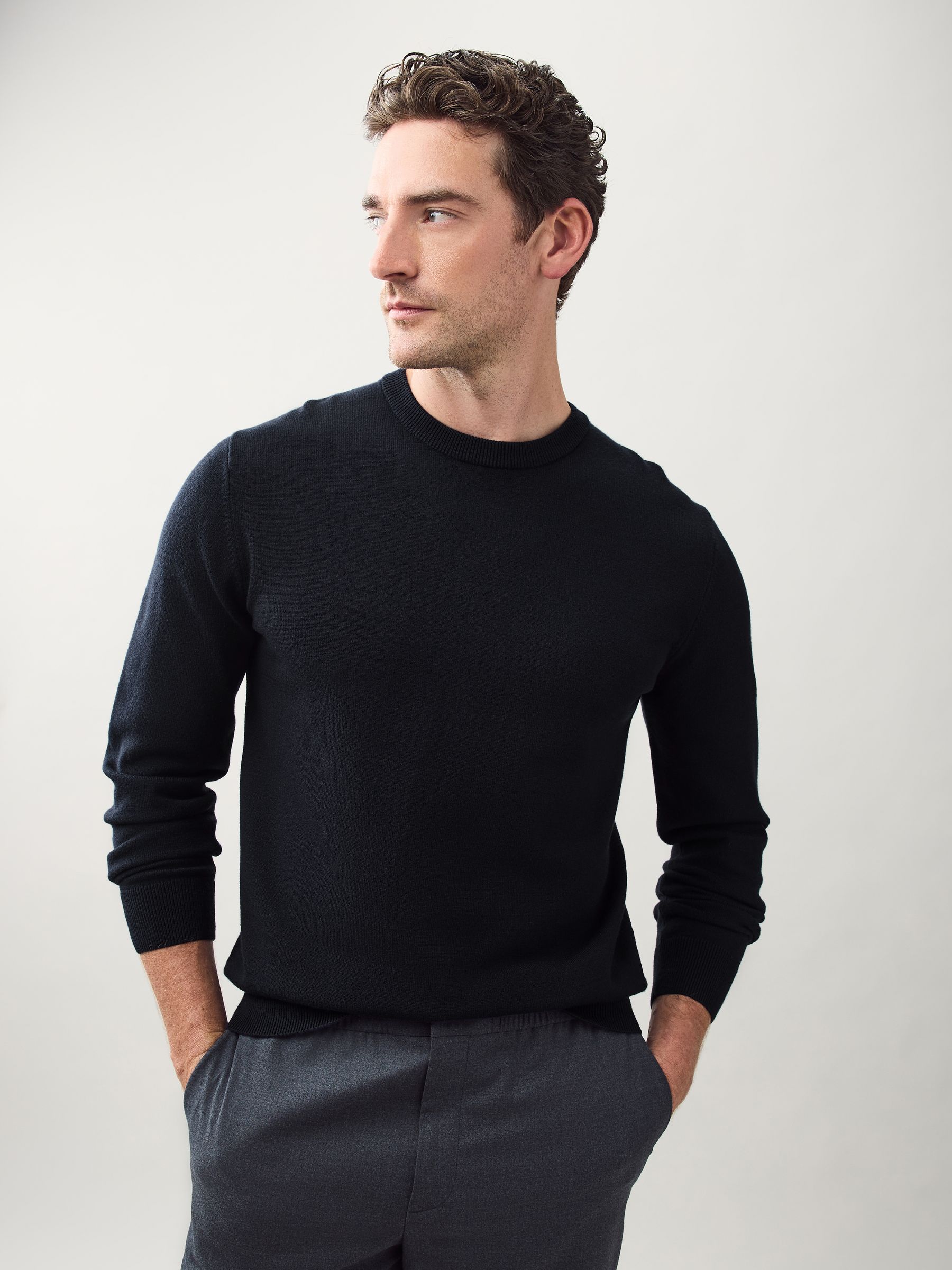 Donkerblauw - Regular Fit Soft Touch Crew Neck Jumper