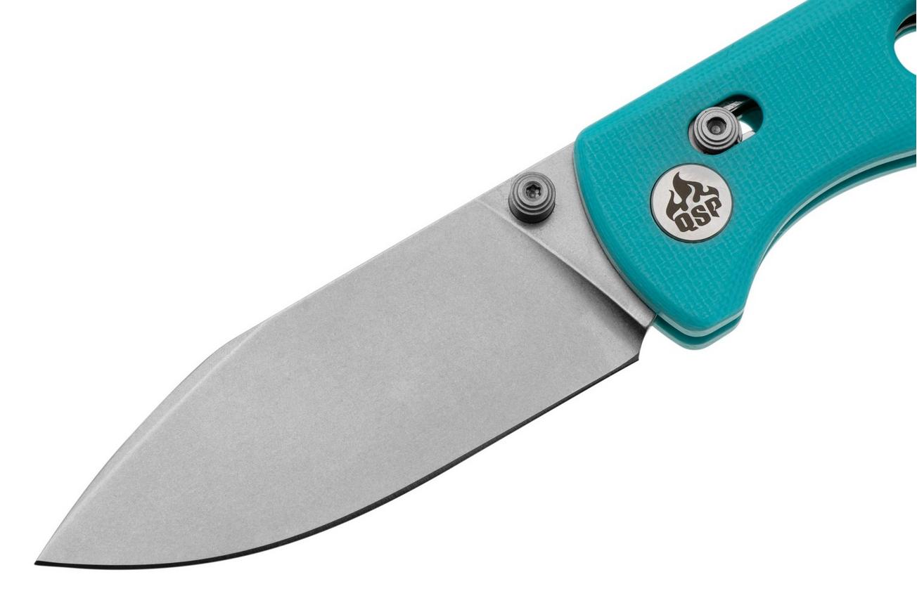 QSP Knife Canary Glyde 150GL-C1 Stonewashed 14C28N, Blue G10, zakmes