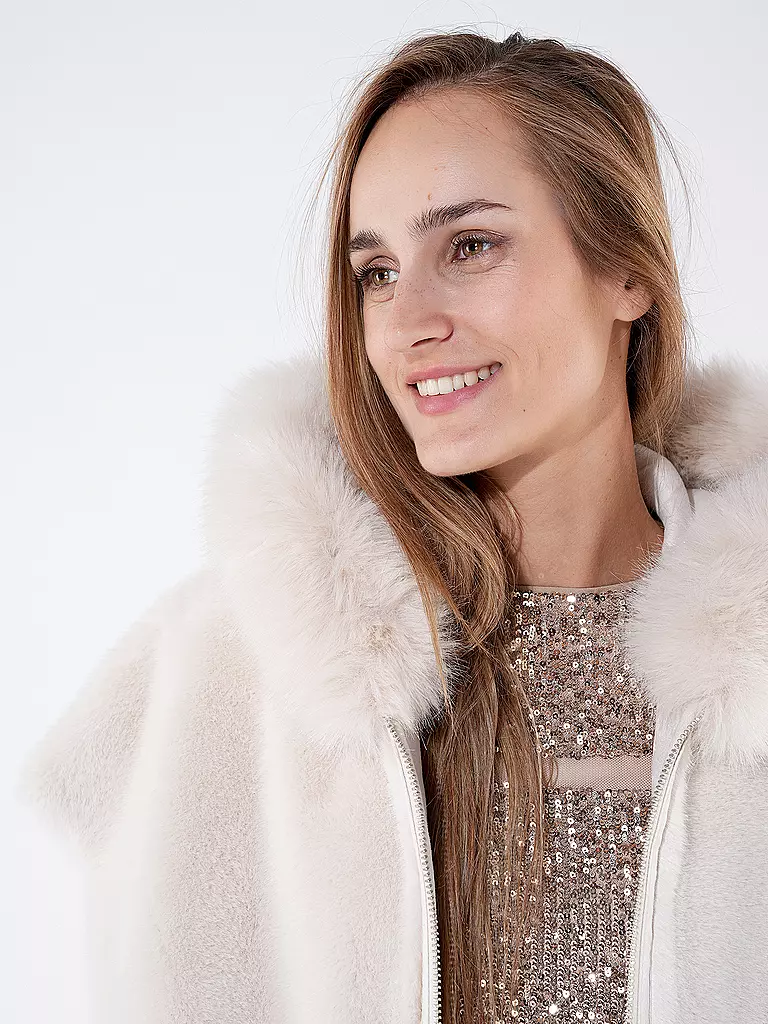 MARC CAIN Jacke in Felloptik  creme