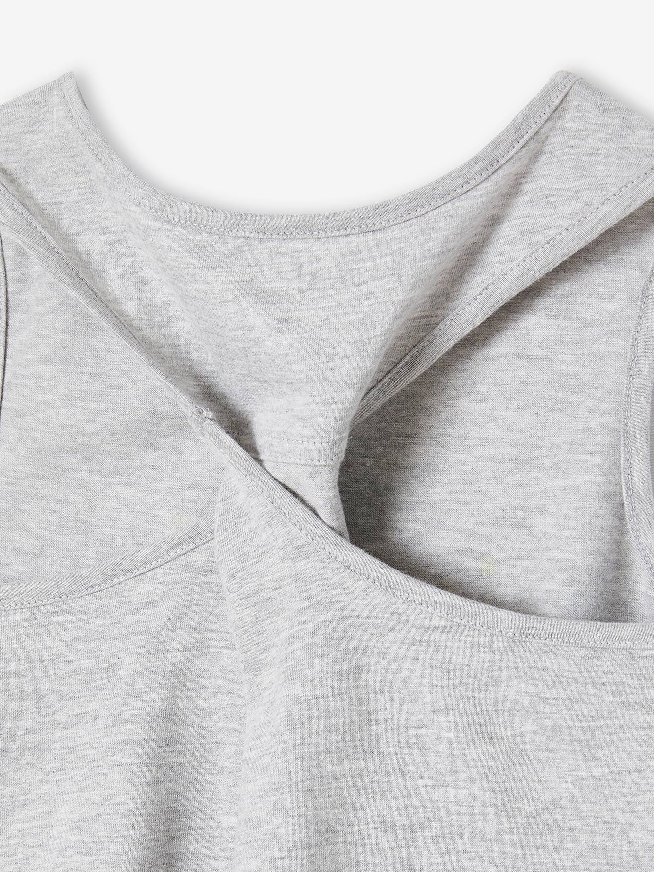 Camiseta esportiva sem mangas cinza mescla para meninas