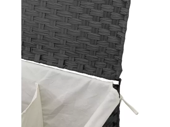 Panier à linge avec 2 sections gris 53x35x57 résine tressée