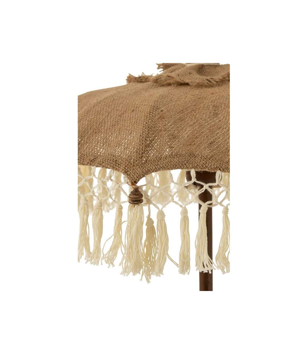Paris Prix - Parasol Déco En Jute pompons 87cm Beige