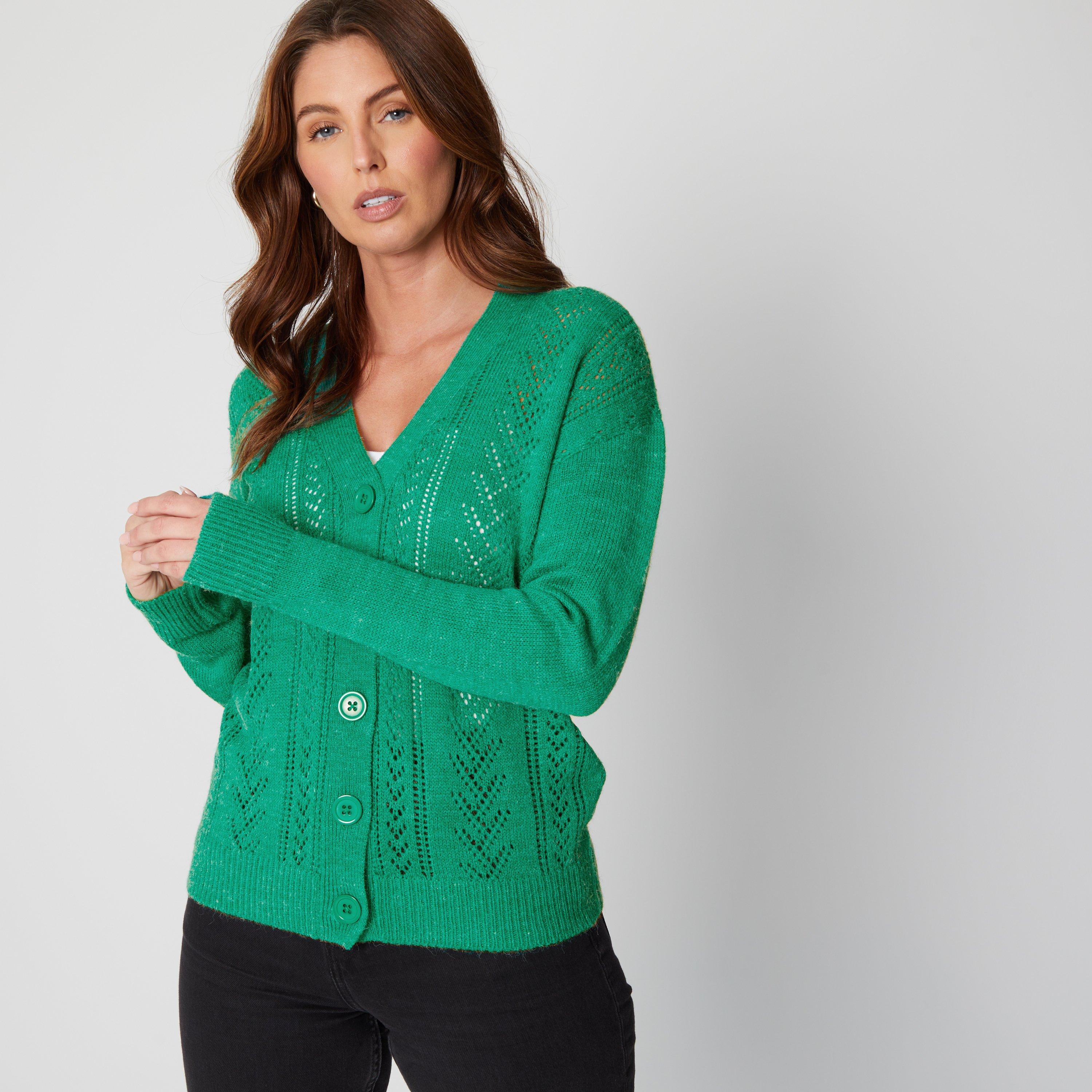 Be You Ladies Pointelle V Neck Cardigan