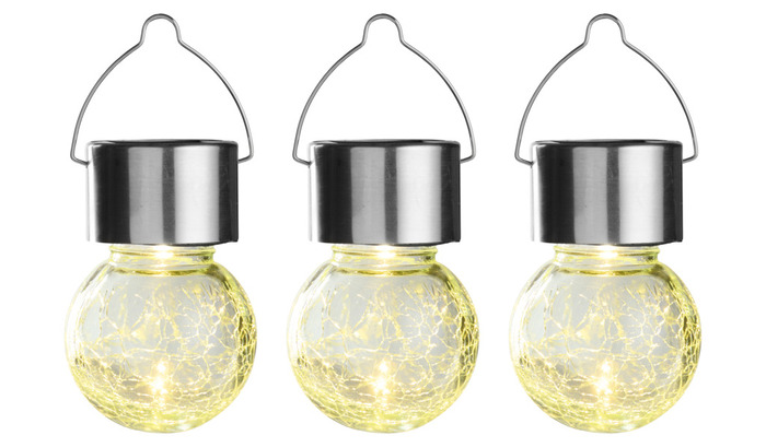 Solcellepære glas/metal Ø6 cm 3-pk. - Garden