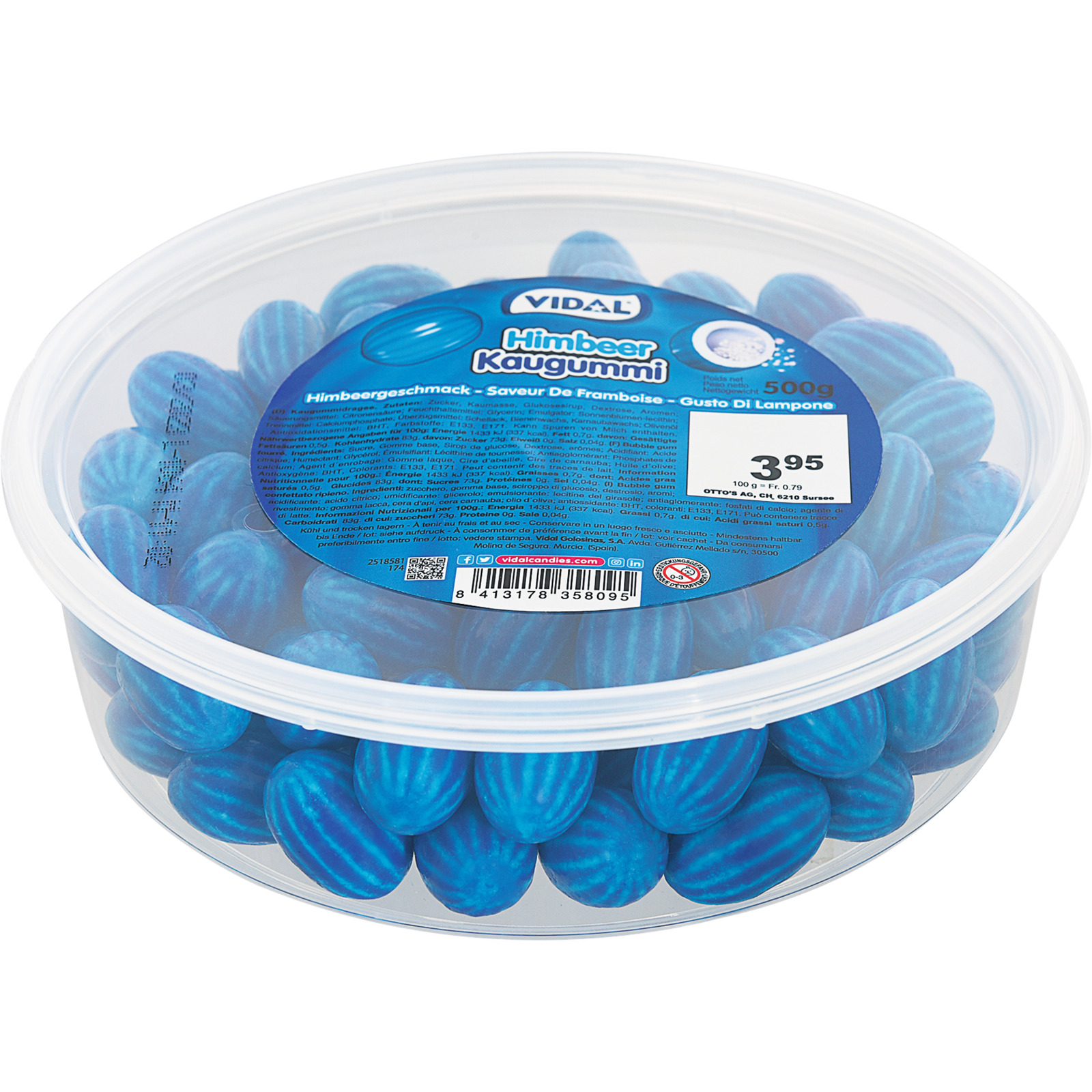Vidal Bubble Gum Himbeeren 500g