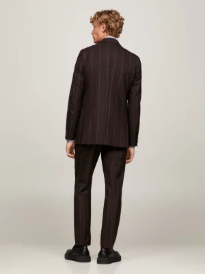 Blazer slim de risca de giz larga com abotoamento simples
