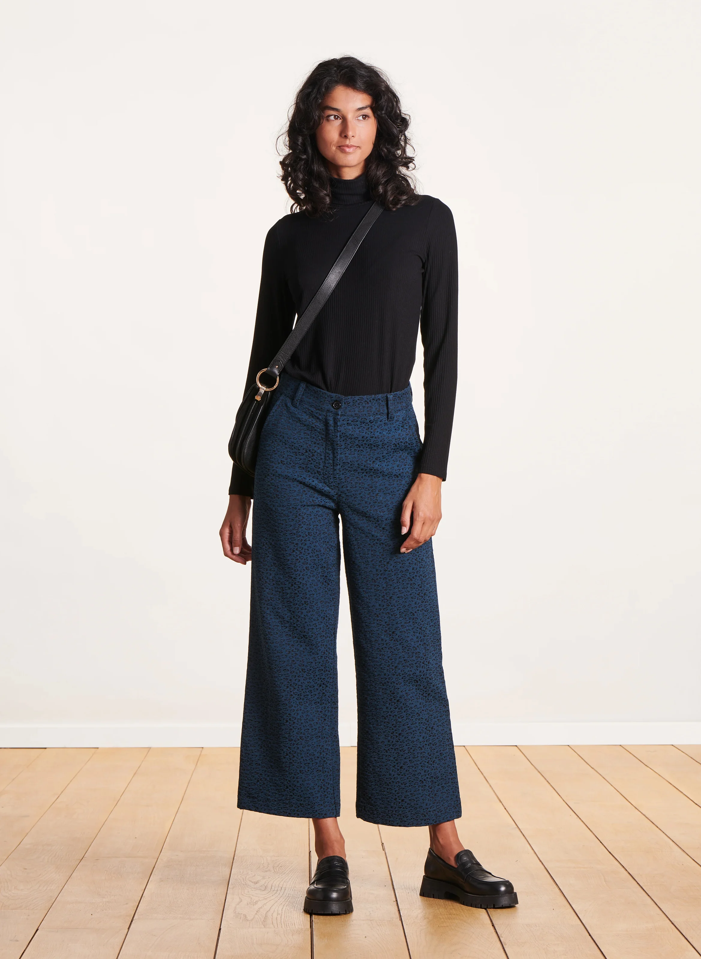 Pantalon large en coton mélangé | Multicolore